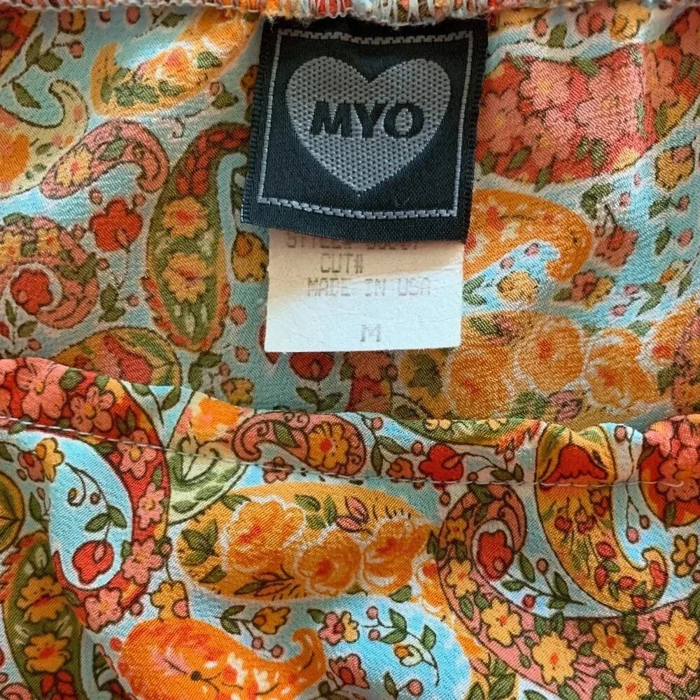 MYO Women's Lightweight Paisley A-Line Skirt Elastic Waist Size Medium